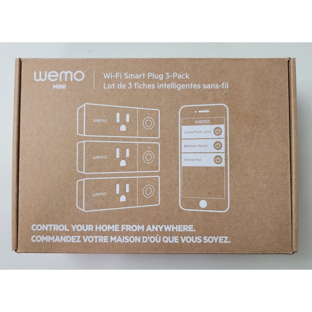 Wemo Mini‎ Wi-Fi Smart Plug 3-Pack White F7C063 Slim Stackable Smart Home Outlet